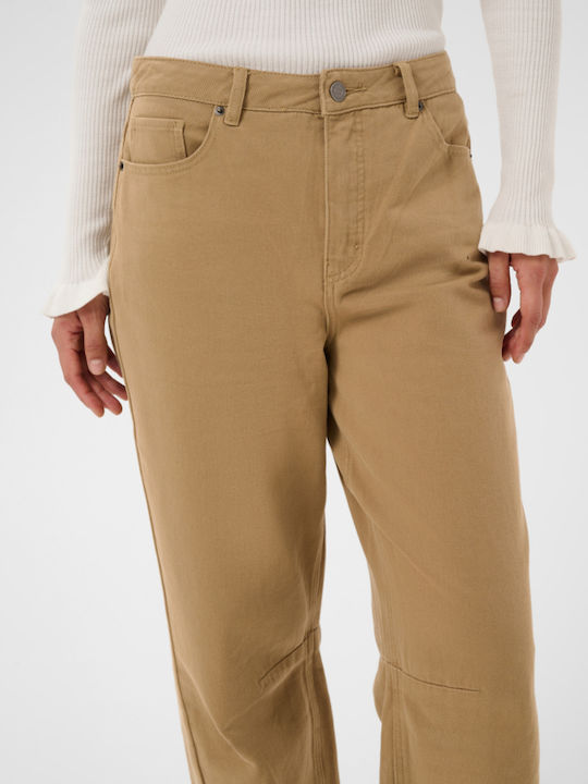 High Rise Women's Jean Pants in Loose Fit Brown