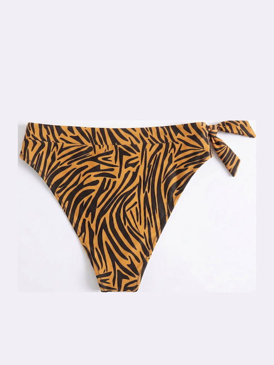 Slip Bikini Inferioare Talie Înaltă Mocha / Negru