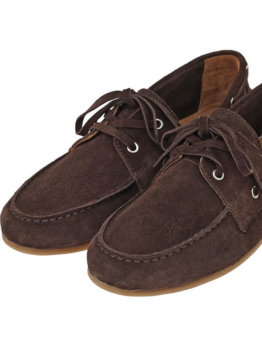 Leather Women's Boat Shoes in Brown Colour