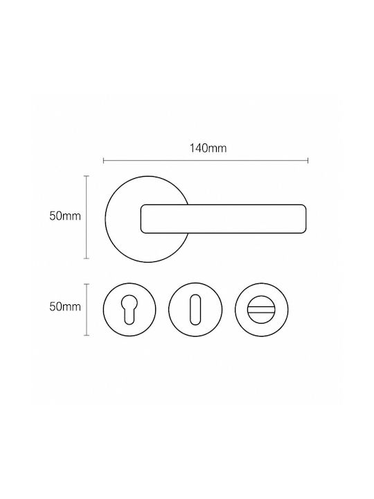 Best Design Door Handle WC Rosette 401 Nickel Matte