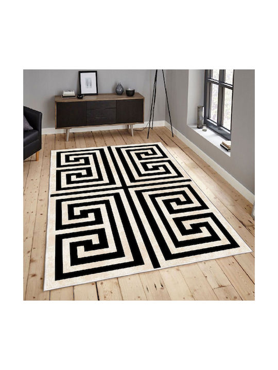 Conceptum Hypnose Teppich Rechteckig Synthetisch,Polyester/Cotton/Leather Black-white