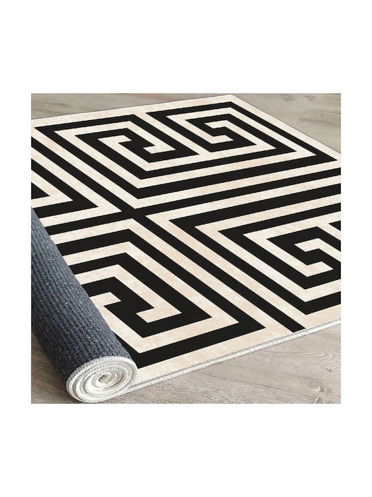 Conceptum Hypnose Teppich Rechteckig Synthetisch,Polyester/Cotton/Leather Black-white