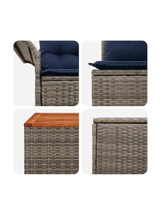 vidaXL Garten- und Outdoor-Möbelsets Wohnzimmer Typsatz 6 Stück Grau mit Kissen