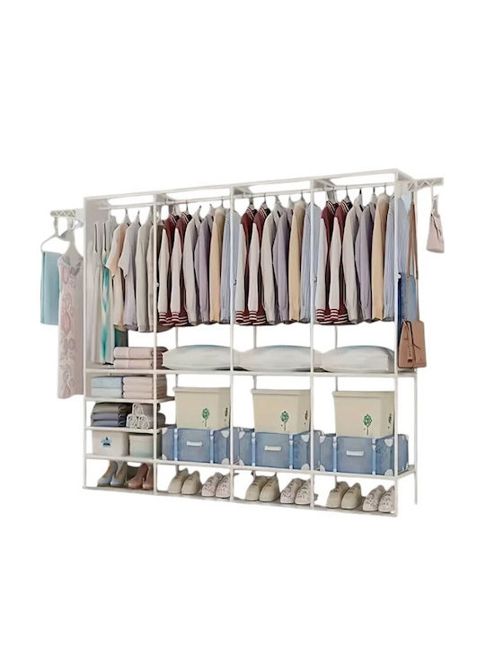 White Metal Floor Garment Rack 213x36x173cm