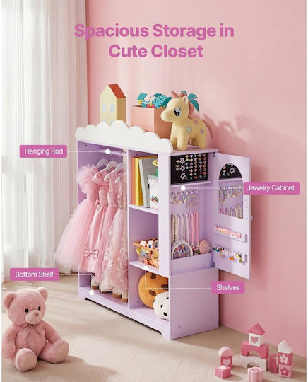 Vevor Kids Multi Hook Wooden Purple with Shelf