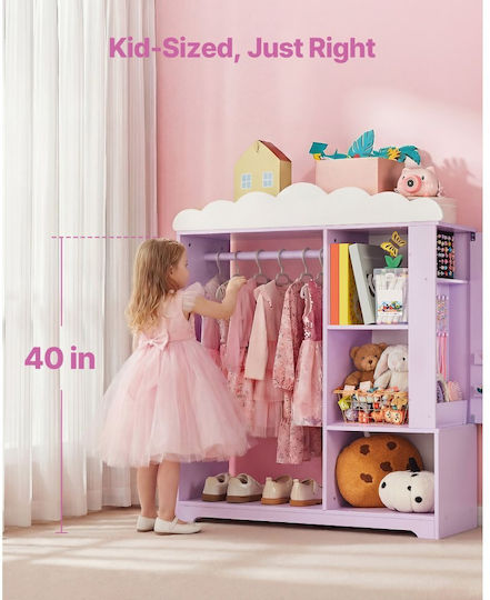 Vevor Kids Multi Hook Wooden Purple with Shelf