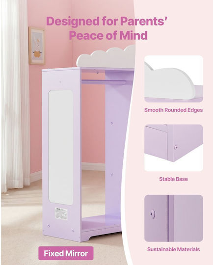 Vevor Kids Multi Hook Wooden Purple with Shelf