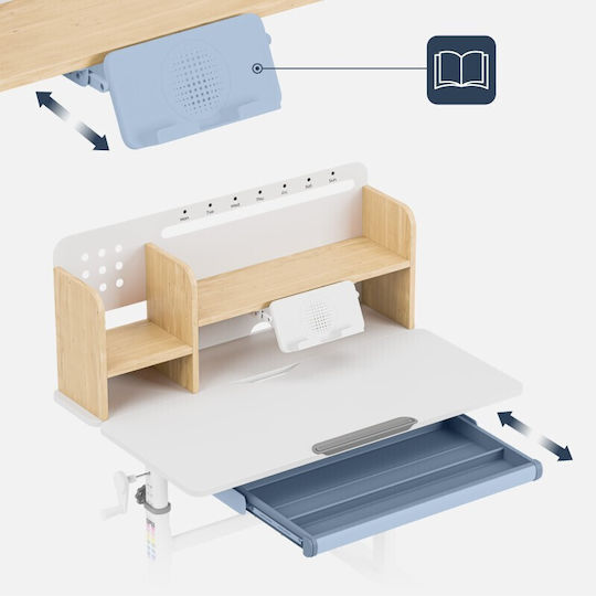 Kinder Schreibtisch aus Melamin Weiß 90x60x92-112cm