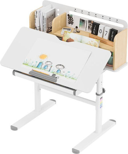Kinder Schreibtisch aus Melamin Weiß 90x60x92-112cm