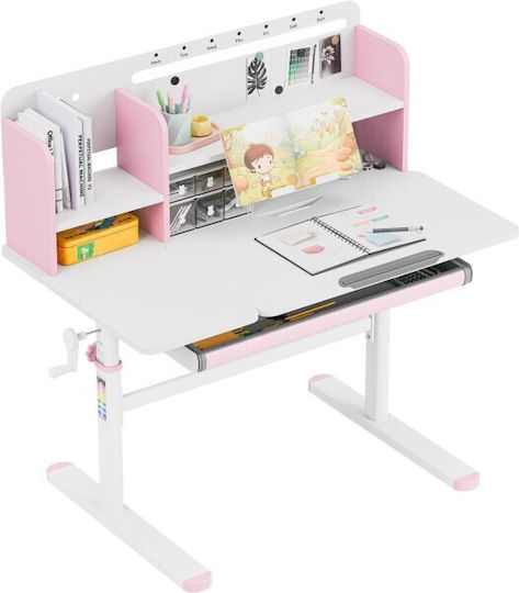 Kinder Schreibtisch aus Melamin Rosa 100x60x92-112cm