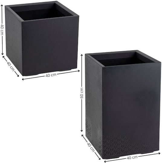 HowHomely Set 2 Pflanzgefäße Schwarz