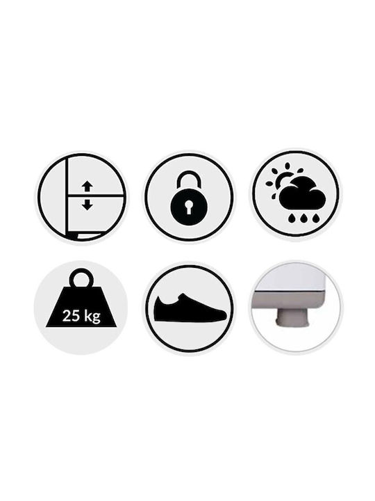 Dulap Dublu-Foi Leto Din Plastic Cu Δin Posibilitatea De Blocare Cu 6 Rafturi Gri / Antracit 73x44x179 Cm