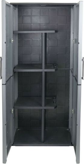 Doppelflügeliger Außenschrank zur Aufbewahrung aus Polypropylen mit Trennwand & 3 Regale 68x37x163cm