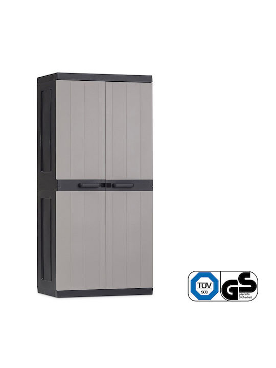 Δίφυλλη Ντουλάπα Bios Mega XXL Πλαστική με 3 Ράφια Black / Warm Grey 89x54x190εκ.