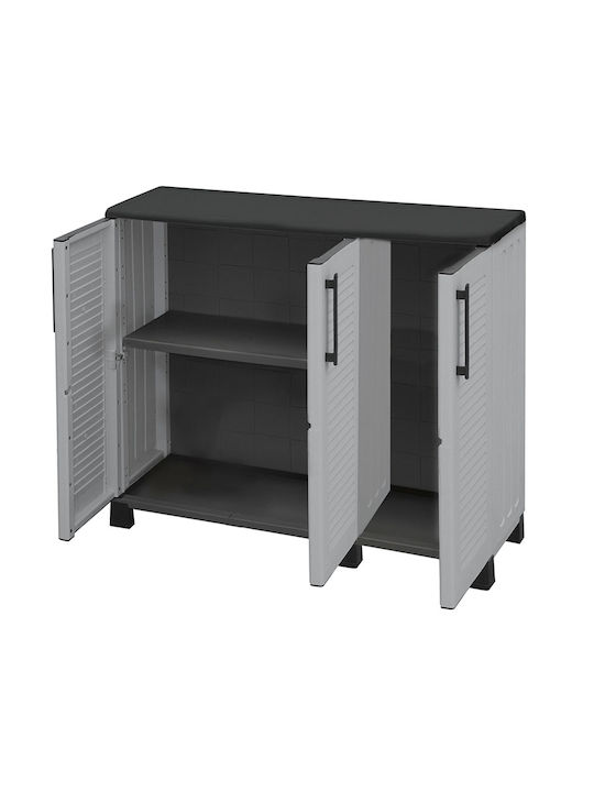 Dreiblättrige Außenschrank aus Polypropylen mit Trennwand & 1 Regal 102x37x89cm