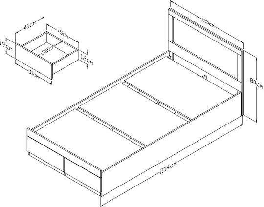Olympus Bett Halb-Doppelbett Holz Wenge mit Latten für Matratze 120x200cm