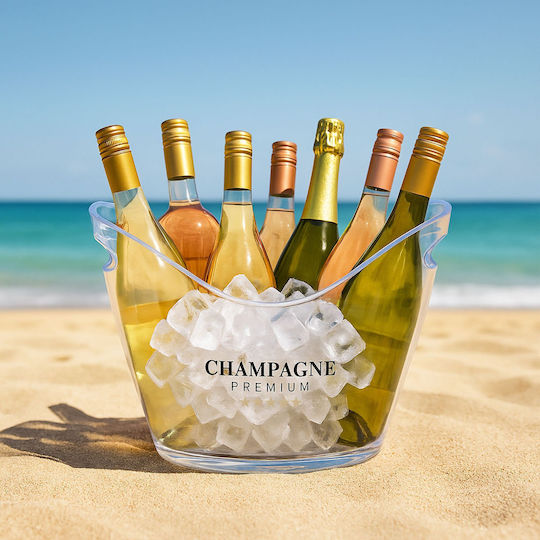 Relaxdays Champagners Simple Din Plastic Transparent 8lt Cu Dimensiuni 25.5x34.5x25cm