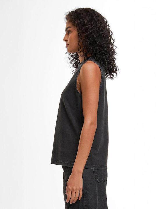 Summer Women's Cotton Sleeveless Black Blouse