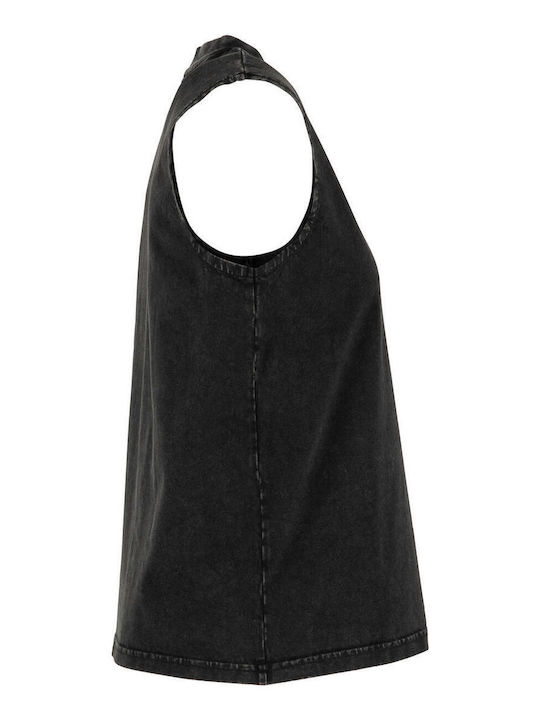 Summer Women's Cotton Sleeveless Black Blouse