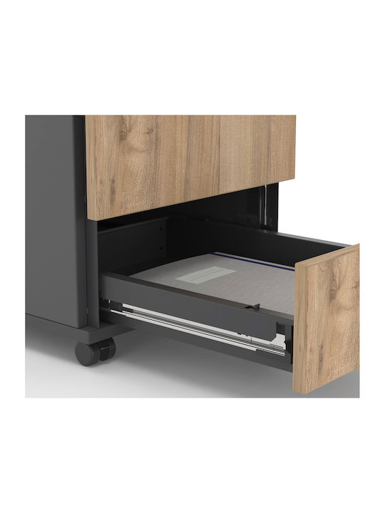 Office Drawer Wooden with Wheels Lock & Drawers Off-White 43x59x55cm