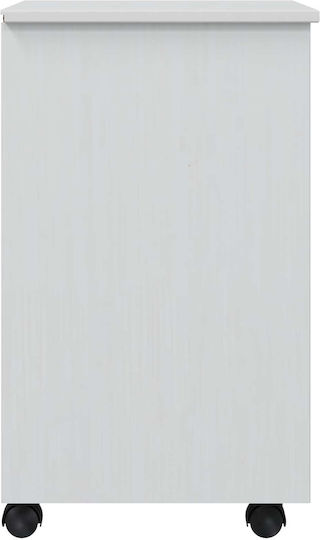Office Storage Drawer from Solid Wood & Metal with Wheels White 53x39x65.5cm