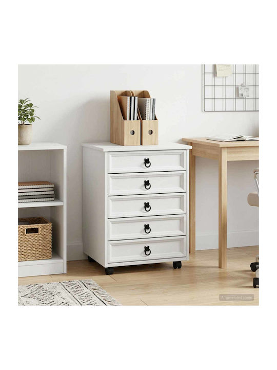 Büroaufbewahrungsschrank aus Massivholz und Metall Weiß 53x39x65,5cm