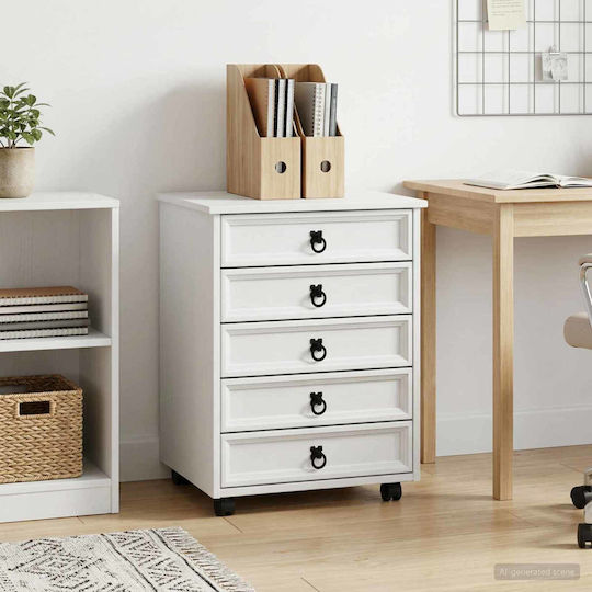 Büroaufbewahrungsschrank aus Massivholz und Metall Weiß 53x39x65,5cm
