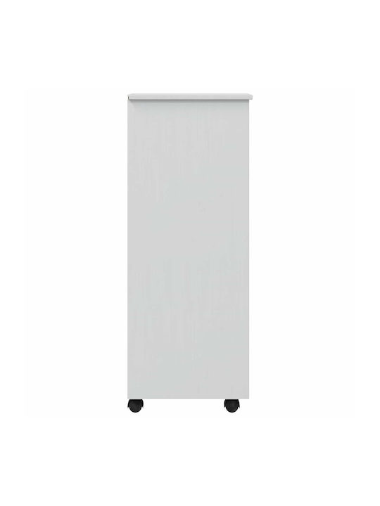 Büroaufbewahrungsschrank aus Massivholz & Metall Weiß 34x39x100cm