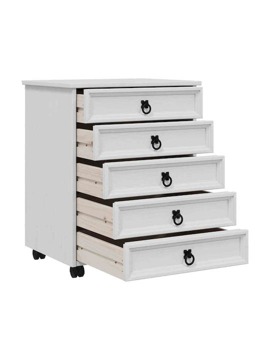 Büroaufbewahrungsschrank aus Massivholz und Metall Weiß 53x39x65,5cm