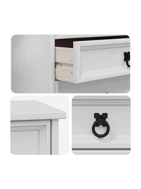 Büroaufbewahrungsschrank aus Massivholz und Metall Weiß 53x39x65,5cm