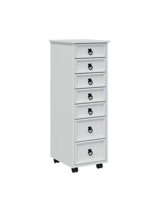 Büroaufbewahrungsschrank aus Massivholz & Metall Weiß 34x39x100cm