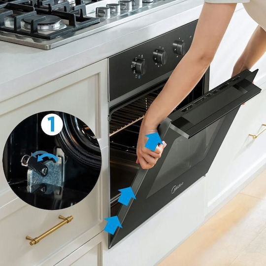 Midea Фурна Без Котлони 70л Капацитет Ширина 57.5см Черен