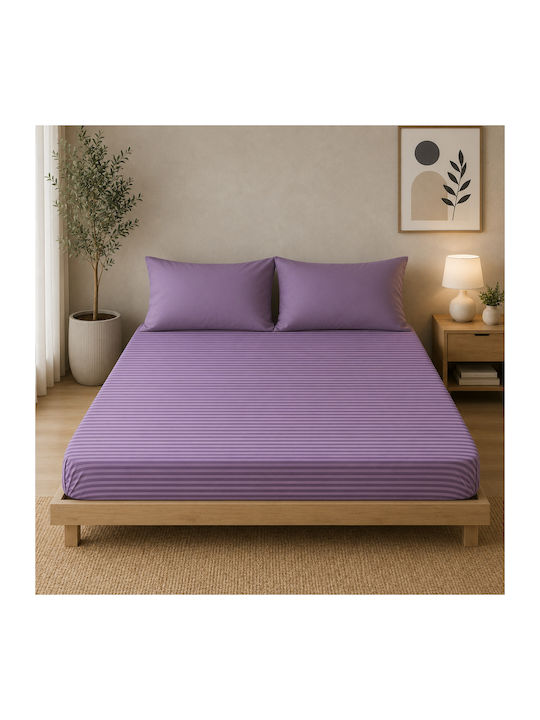 Flamingo Sheet Super-Double with Elastic 160x200+32cm. Lilac