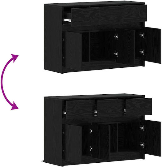 vidaXL TV-Ständer Schwarz Drossel M91xP34xH61cm
