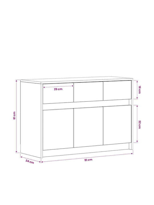 TV Stand Black Oak 91x34x61cm