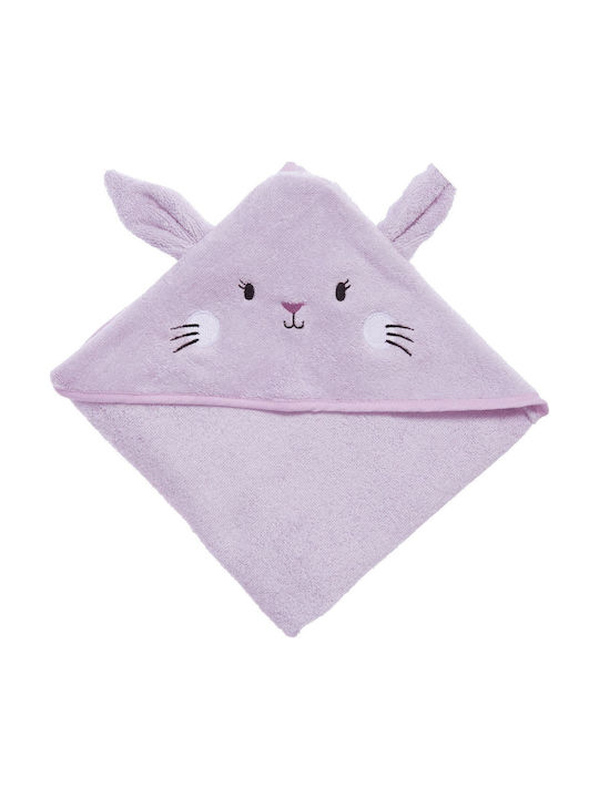 Nef-Nef Homeware Βρεφική Κάπα-Μπουρνούζι με Κουκούλα Mon Petit Jardin Lilac 75x75εκ.