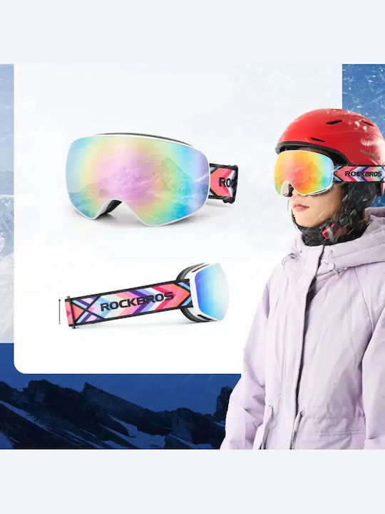 Rockbros Μάσκα Σκι & Snowboard Παιδική Γκρι με Φακό Καθρέπτη σε Γκρι Χρώμα