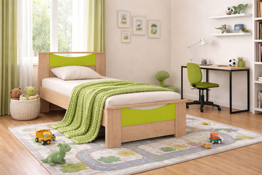 Lächeln Kinderbett Klassisch Einzeln Grün für Matratze 90x190cm