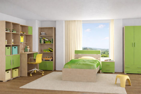 Note Kinderbett Klassisch Einzeln Grün für Matratze 90x190cm