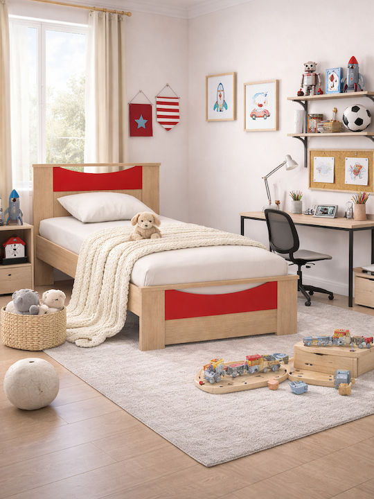 Smile Kids Bed Single Red for Mattress 90x190cm