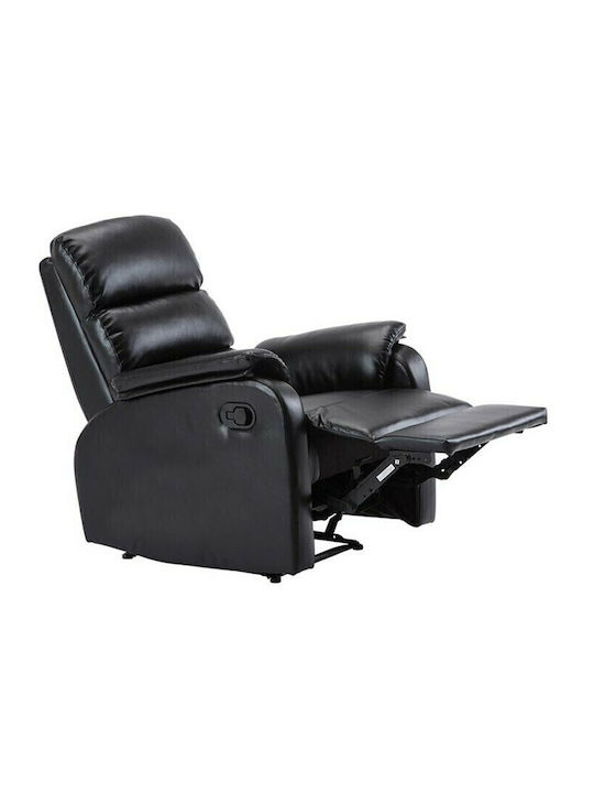 Comfort Πολυθρόνα Relax με Υποπόδιο από Δερματίνη Μαύρη 79x97x101cm