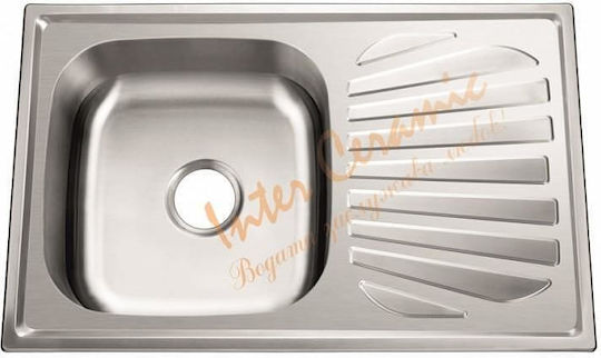 Inter Ceramic Ick Drop-In Кухненски Мивка Вдясно Inox Дължина 80xШирина 50см Сребрист