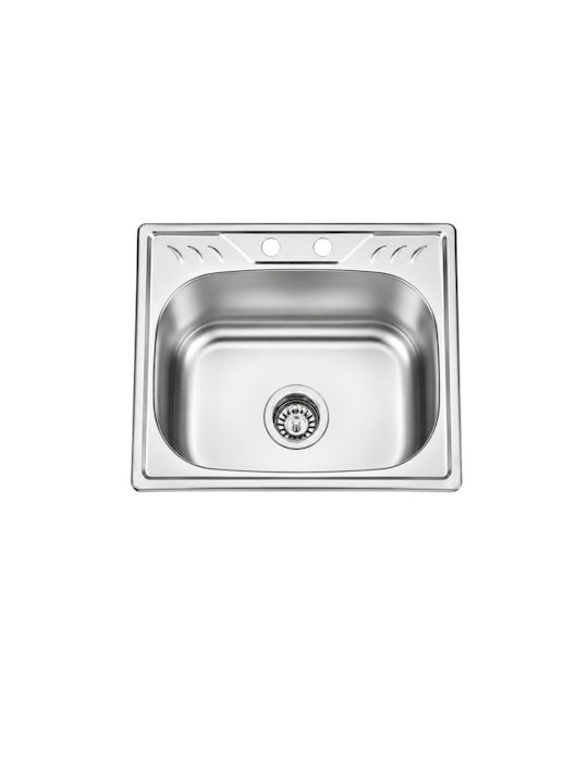 Inter Ceramic Ένθετος Νεροχύτης Inox με Μπαταρία Μ53xΠ42cm Ασημί