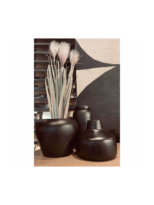 Liberta Decorative Vase Wooden Nubia Black 14x14xH30cm