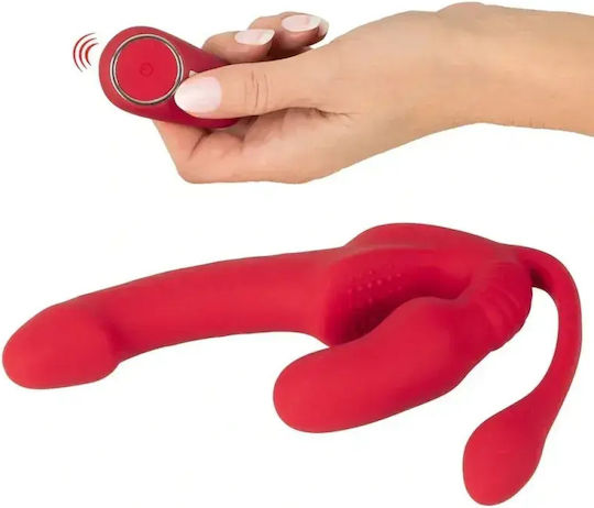 Women's Triple Strapless Strap On Vibration You2toys 23cm Red