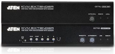 Aten Kvm Extender Usb Vga Dual View W Audio Rs-232 300m Ce775-at-g