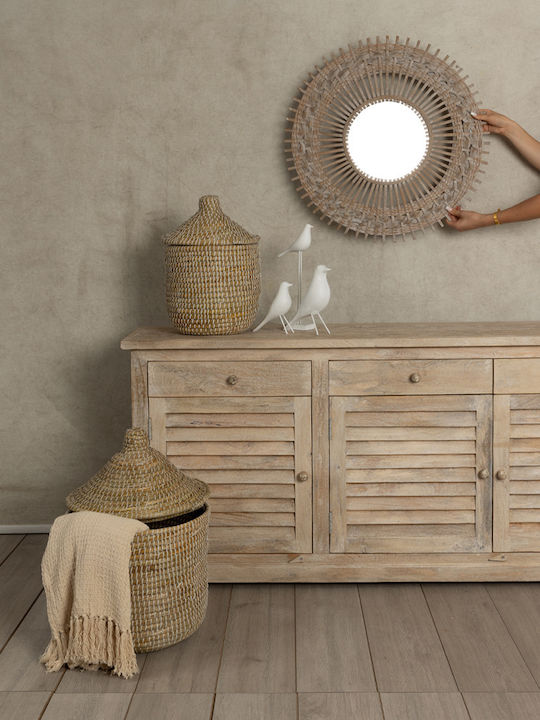 InTheBox Set Decorative Baskets Wicker with Cap and Handles Beige 38cm 2 Pieces