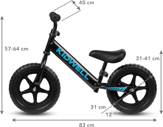 Kidwell Bicicletă fără pedale pentru copii Negru
