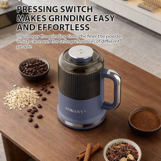 Sokany Electric Coffee Grinder 350W with 500g Capacity Blue
