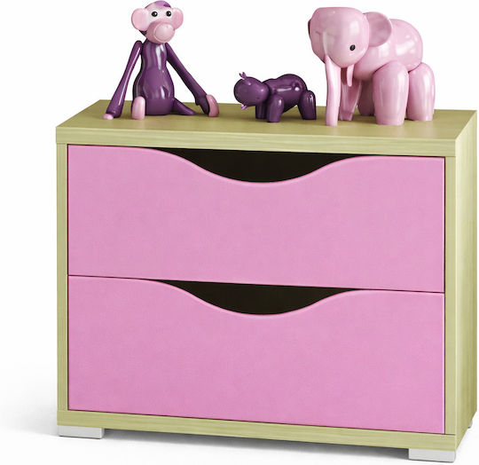 Puzzle Masa de noapte pentru copii Lemn Oak-Pink 50x40x45cm